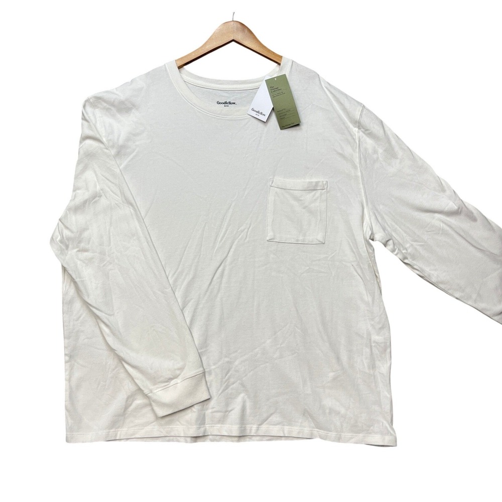 Goodfellow & Co T-Shirt Mens XXL White Long Sleeve Pocket Vintage Collection Tee